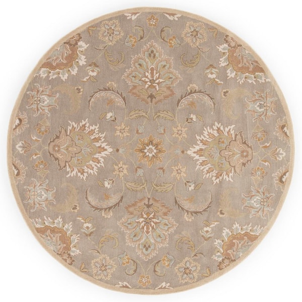 Jaipur Living Flint Gray 10 ft. x 10 ft. Oriental Round Area Rug