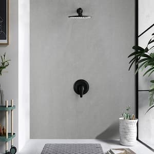 Single Handle 1-Spray Round Shower Faucet with 360° Rotation in Matte Black (Valve Included)