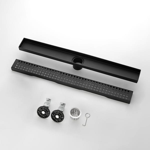 Square Shower Drain Assembly Kit with Pebbles Pattern, Polished Stainless Steel Grate Cover, WarmlyYours Pro Gen II ABS