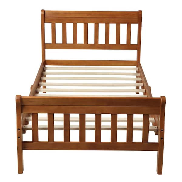 ATHMILE Oak Wood Platform Bed Twin Bed Frame Panel Bed Mattress Foundation Sleigh Bed with Headboard and Footboard