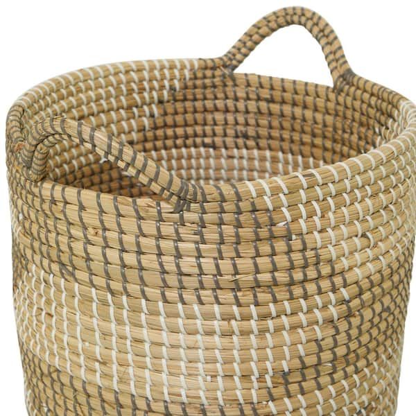 CosmoLiving by Cosmopolitan Traditional Seagrass Storage Basket - Set of 2, Dark Brown