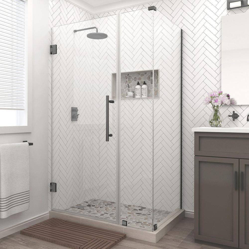 Bromley Frameless Matte Black Hinged Shower Enclosure with Clear Glass