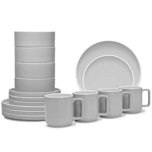 Colotrio Slate 16-Piece (Gray) Porcelain Stax Dinnerware Set, Service for 4