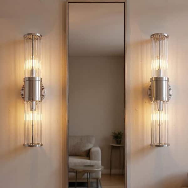 3 in. 2-Light Chrome Vanity Light Fixture with Sparkling Crystal Accents Versatile Bathroom Wall Sconce for Vanity