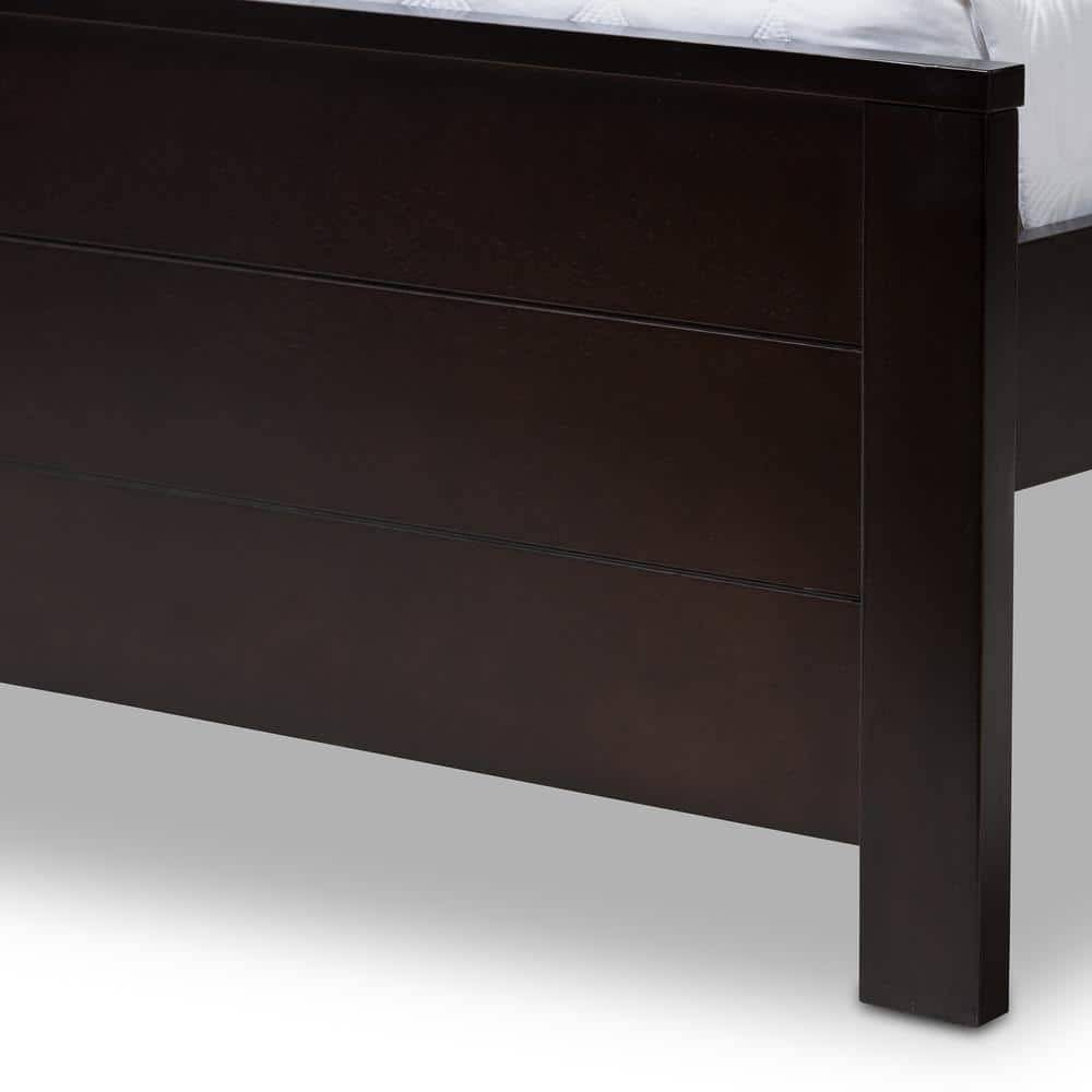 Catalina Dark Brown Wood Full Platform Bed with Headboard