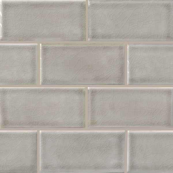 MSI Dove Gray Handcrafted 3 in. x 6 in. Glossy Ceramic Wall Tile Sample (0.12 sq. ft.)