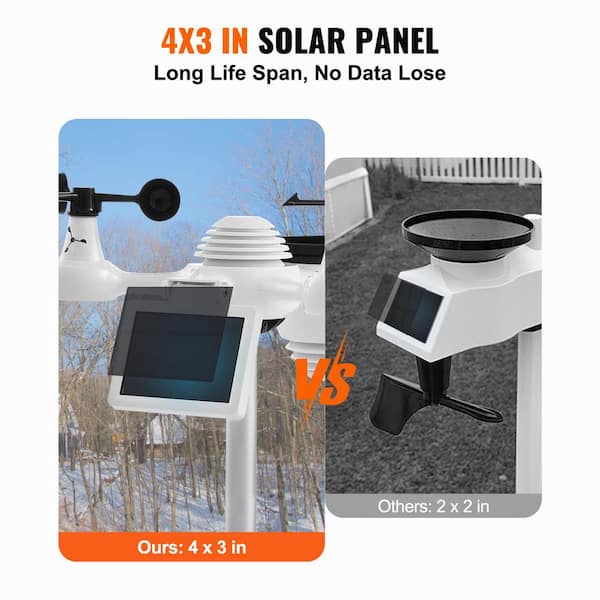 VEVOR 7 in. 1 Wi-Fi Weather Station 7 in. TFT Display Wireless