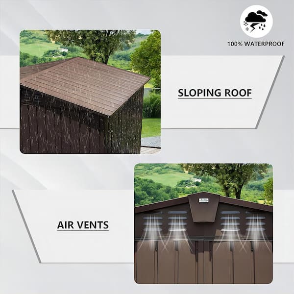 9 ft. W x 7 ft. D Outdoor Metal Utility Tool Storage Shed with