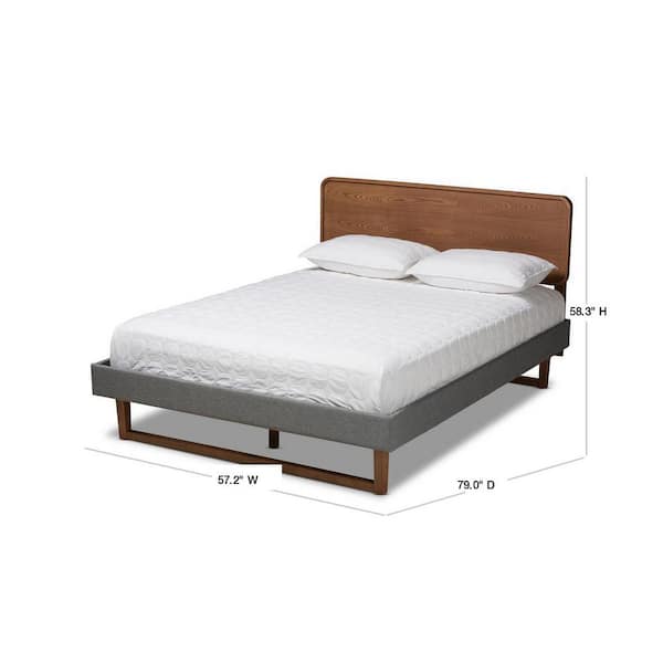 Baxton Studio Ayla Gray and Walnut Full Platform Bed 156 94139428