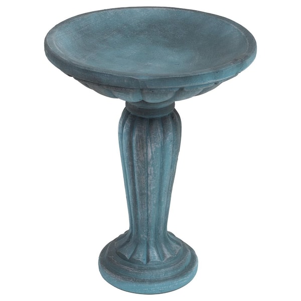 Grecian Glass Fiber Reinforced Concrete Bird Bath-16 in-Green