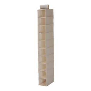 47 in. H 10-Pair Closet Faux Jute Fabric Hanging Shoe Organizer