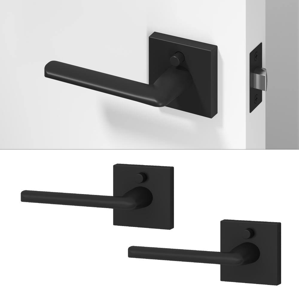 Mirra Metal Matte Black Privacy Bed/Bath Round Door Handle with Push Button and Square Rosette 2-Pack price history on PriceWatchPro