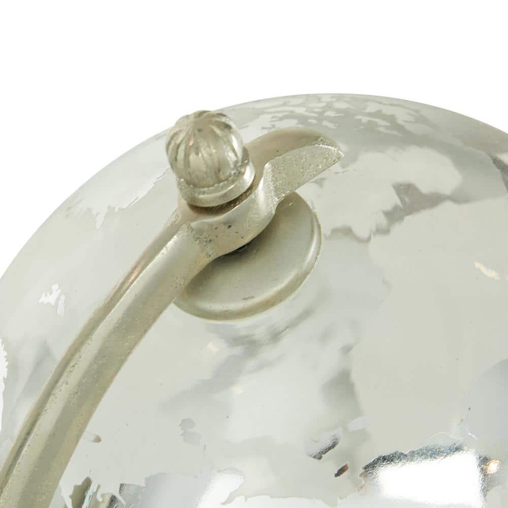 Elegant Silver Abstract Globe 8" x 15" with Mango Wood Base