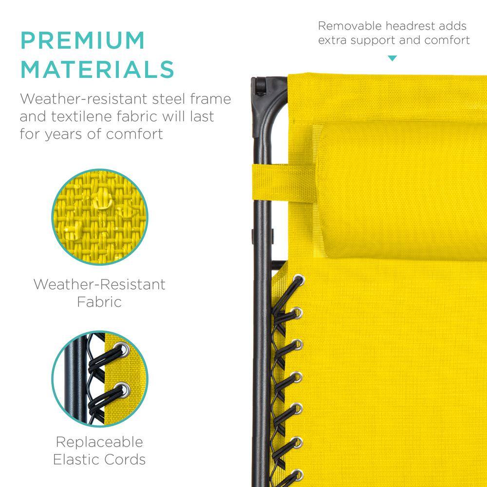 Sunflower Yellow Steel Zero Gravity Outdoor Lounge Chair with Canopy