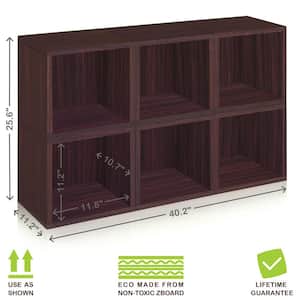 25.6 in. H x 40.2 in. W x 11.2 in. D Dark Brown Recycled Materials 6-Cube Organizer
