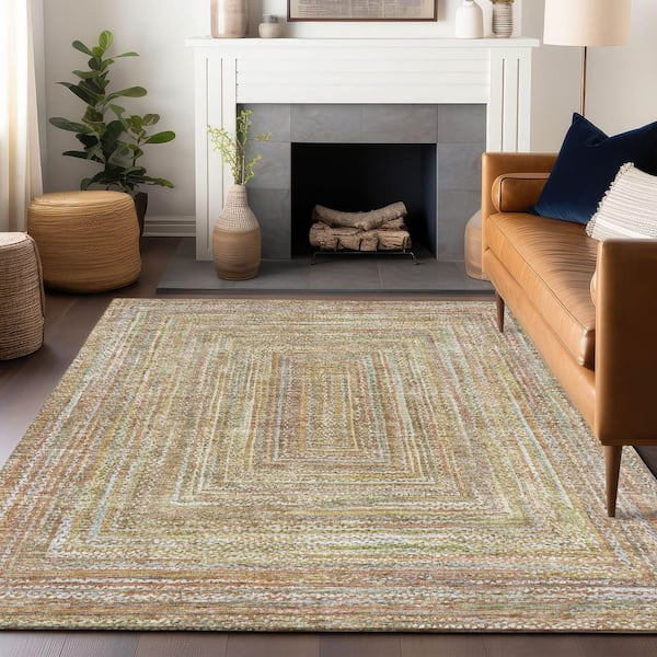 Chantille Machine Washable Indoor/Outdoor Abstract ACN1726 Tan 8 ft. x 10 ft. Area Rug