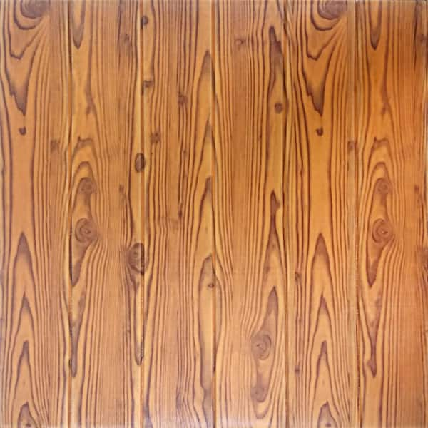 Dundee Deco Falkirk Jura II 28 in. x 28 in. Peel and Stick Orange, Brown Faux Wood PE Foam Decorative Wall Paneling (10-Pack)