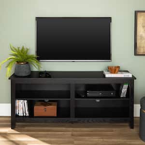 Columbus 58 in. Black MDF TV Stand 60 in. with Adjustable Shelves