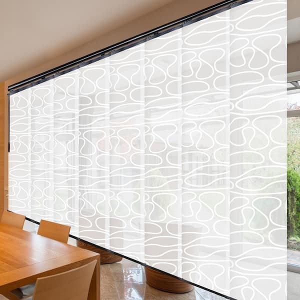 EMOH Swirl 130 in. - 175 in. W x 116 in. L Adjustable 8-Panel Black Double Rail Panel Track with 23.5 in. Slates