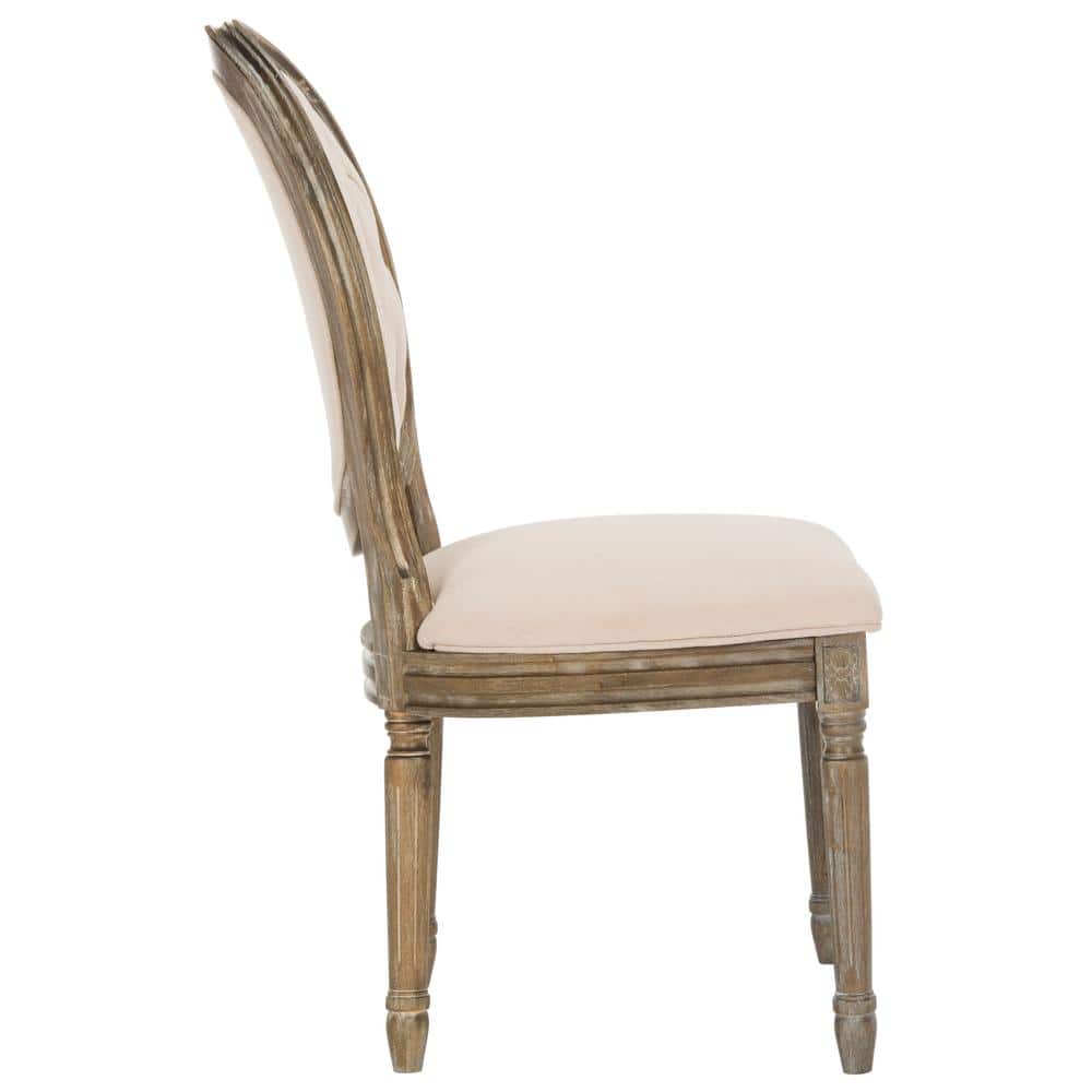 Beige Velvet Upholstered Tufted Side Chair Set with Medium Wood Frame