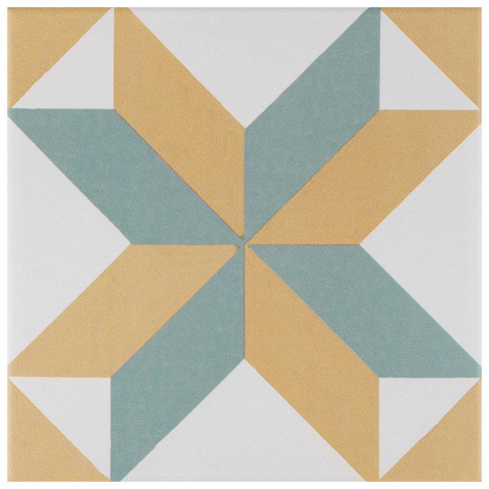 Merola Tile Revival Pattern Encaustic 7, Patterned Ceramic Tile