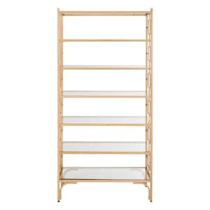 72 in. Gold/Clear Metal 7-shelf Etagere Bookcase with Open Back