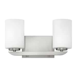 Kyra 14.0 in. 2-Light Brushed Nickel Vanity Light