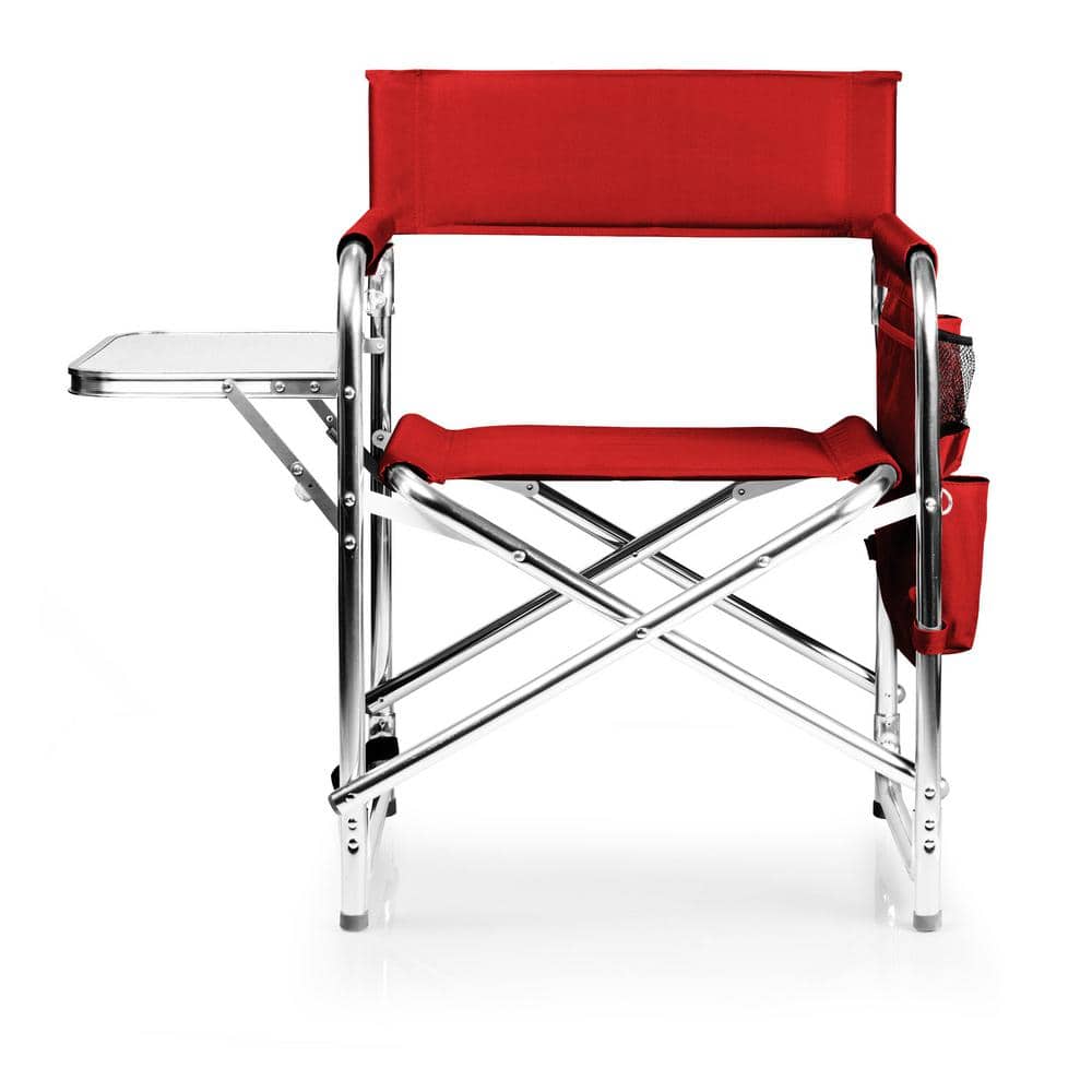 Red Aluminum Portable Camping Chair with Side Table