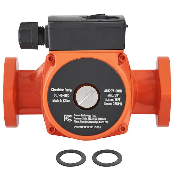 SKYSHALO 007-F5-7IFC Hot Water Recirculating Pump, 110-Volt, 70W 23 GPM Hot Water Circulation Pump, 1 in. NPT Flange 3-Speed Pump