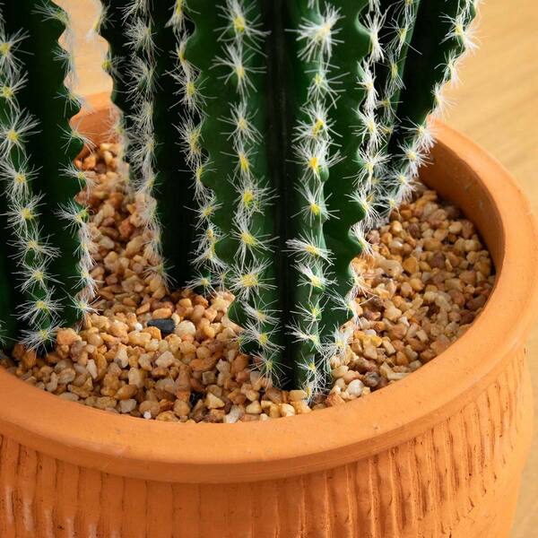 Nearly Natural 41 in. Artificial Green Cactus in Terracotta