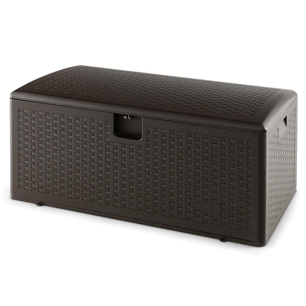 100 Gal. Patio Brown Deck Box Outdoor Waterproof Storage Container for Tools Toys