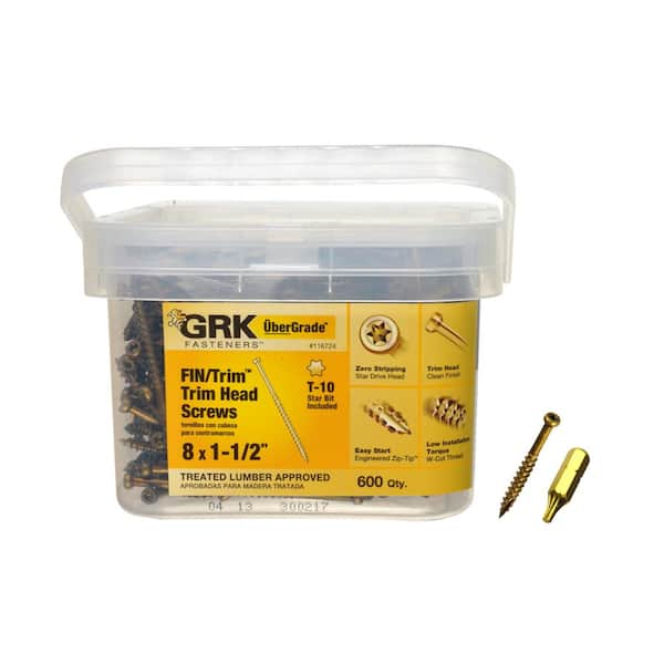 GRK Fasteners #8 x 1-1/2 in. Star Drive Trim Head Wood Deck Screw (600-Piece Per Pack)