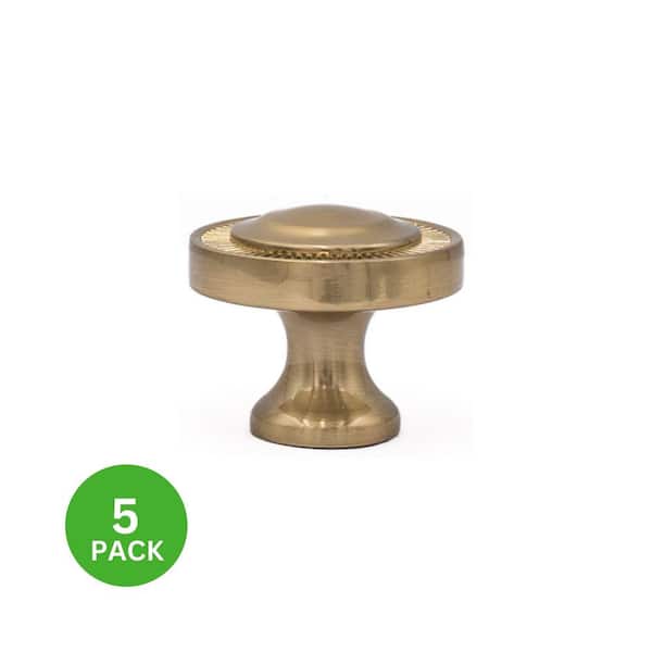 5-Pack Minted 1-1/8 in. (29 mm) Traditional Satin Brass Round Cabinet Knob