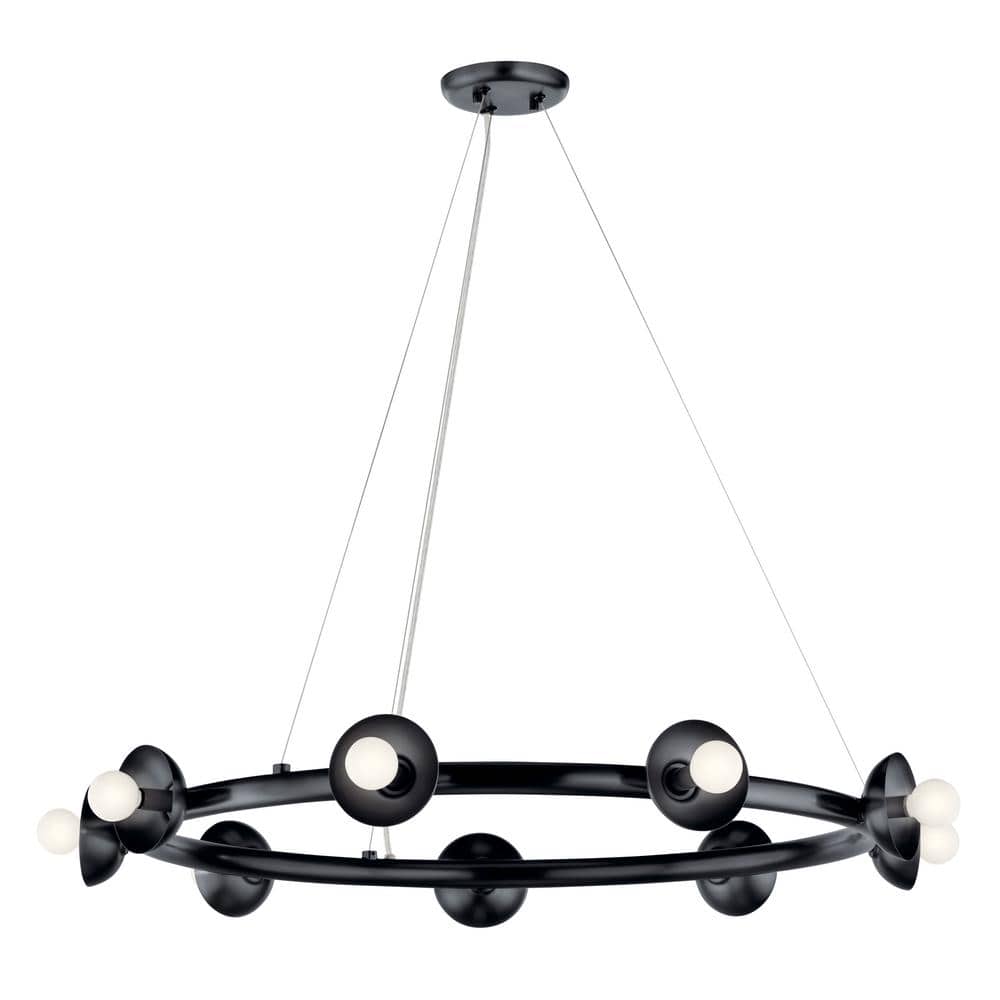 Palta 34.5 Inch Black Steel 9-Light Chandelier