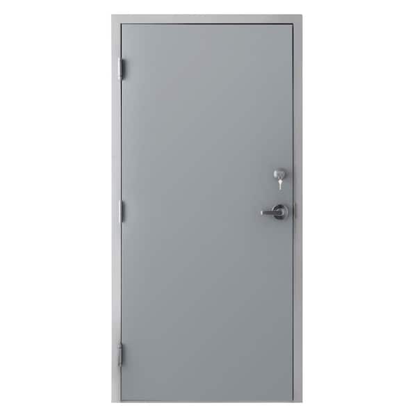 Armor Door 36 in. x 80 in. Gray Right-Hand Flush Steel Commercial
