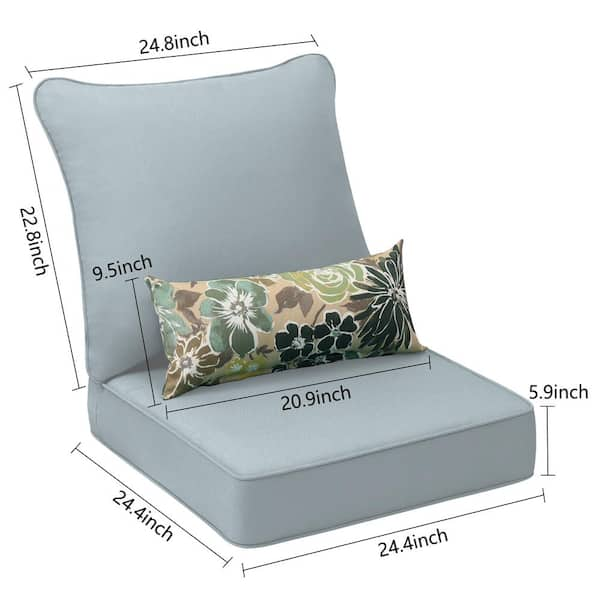 Aoodor 24 in. x 24 in. Outdoor Deep Seating Lounge Chair Cushion in Light  Gray (Set of 6) (2 Back 2 Seater 2 Pillow) 800-059-BUB - The Home Depot