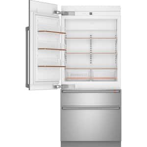 36 in. 20.1 cu. ft. Built-In Bottom Freezer Refrigerator in Stainless Steel with Convertible Middle Drawer, LH Swing