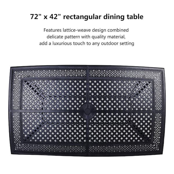Cast Aluminum Patio Rectangle Dining Table for 6-8 People All