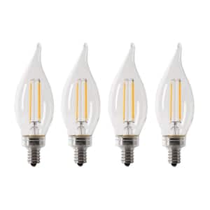60-Watt Equivalent BA10 E12 Candelabra Dimmable Filament CEC Clear Chandelier LED Light Bulb Bright White 3000K (4-Pack)