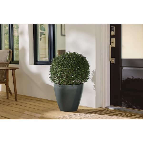 16 in. Osborn Large Gray Plastic Planter (16 in. D x 14 in. H) with Drainage Hole