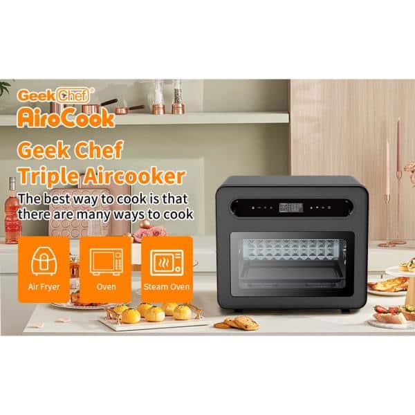 Smart Air Fryer Oven, 1800 W Stainless Steel 26.4 qt Super Big Capacity Toaster Oven with Practical Accessories