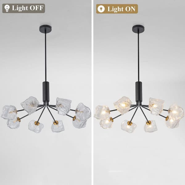 Y'INSP 8 Light Mid Century Black Branch Chandelier Modern Sputnik