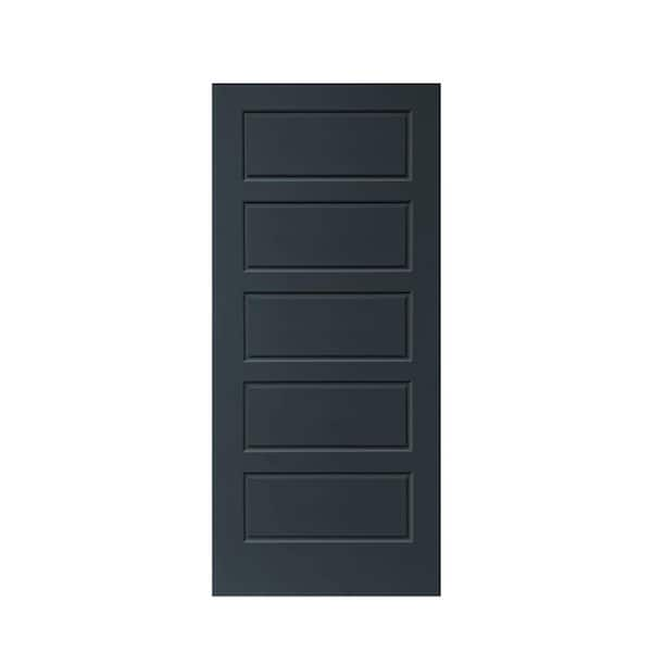 CALHOME 36 in. x 80 in. Charcoal Gray Stained Composite MDF 5 Panel ...