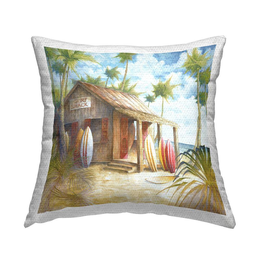 Tropical Surf Shack Multi-Color Square Outdoor Throw Pillow price history on PriceWatchPro
