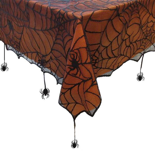 Halloween Table Cover Round Black Spider Web Halloween Table Toppers for 