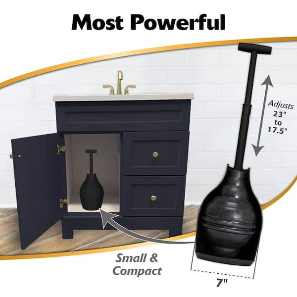 Korky Beehive Max Hideaway Toilet Plunger and Holder, Black 97-4B