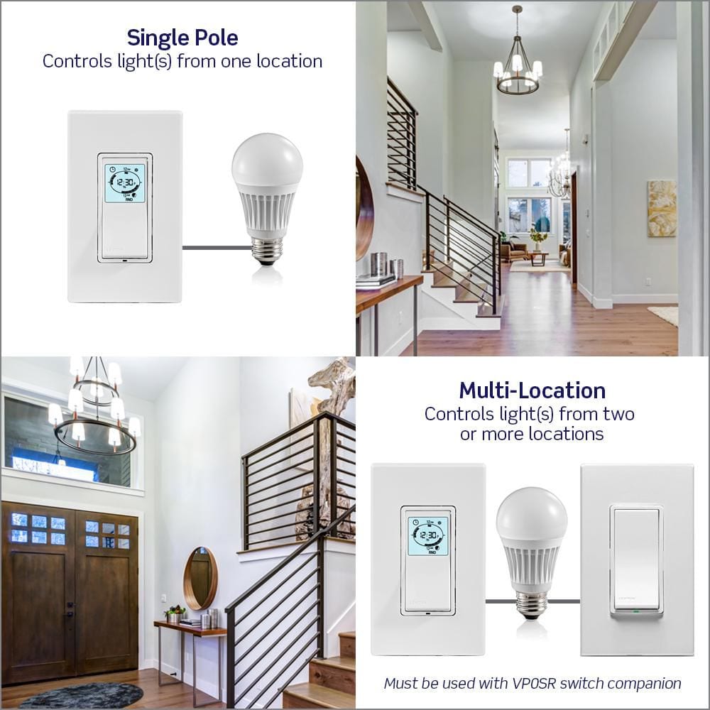 White Digital In-Wall Programmable Timer Switch