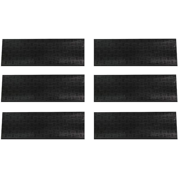 Envelor Black 30 in. x 10 in. Rubber Outdoor/Indoor Non-Slip Stair Tread (6-Pack)