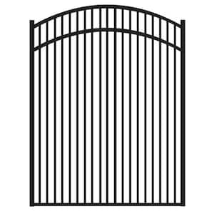 4 ft. x 6 ft. Metal Double Flat Top Black Arched Gate