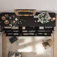 9-Drawer Black Wood Dresser Modern Style 31.5 in. H x 63 in. W x 15.7 in. D